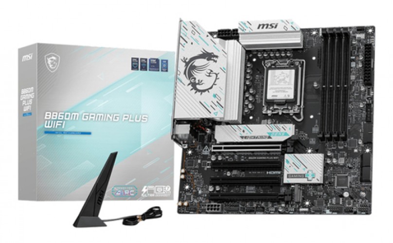 Tarjeta Madre MSI B860M GAMING PLUS WIFI, LGA 1851, 4 DDR5-SDRAM, Micro ATX, Wifi, 256GB