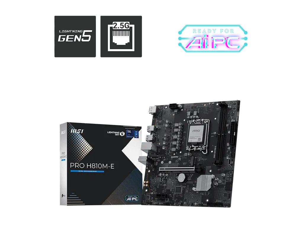 Miniatura 4 de Tarjeta Madre MSI PRO H810M-E, Micro-ATX, LGA 1851, Intel H810, 128GB DDR5, HDMI/DP para Intel