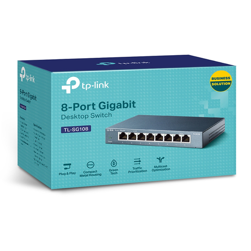 Miniatura 4 de Switch TP-Link TL-SG108 No administrado, L2, RJ-45 8, Gigabit Ethernet (10/100/1000), Negro