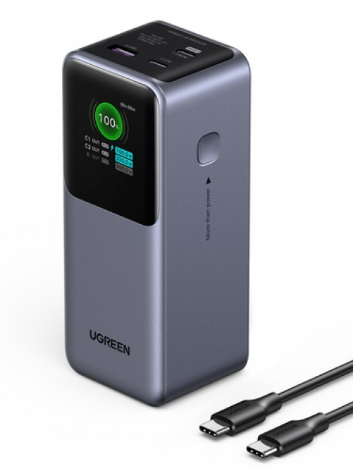 Power Bank Ugreen 20000mAh 130W Fast Charging Powerbank 20000 mAh, Teléfono móvil/smartphone, Portátil/netbook, USB, Gris