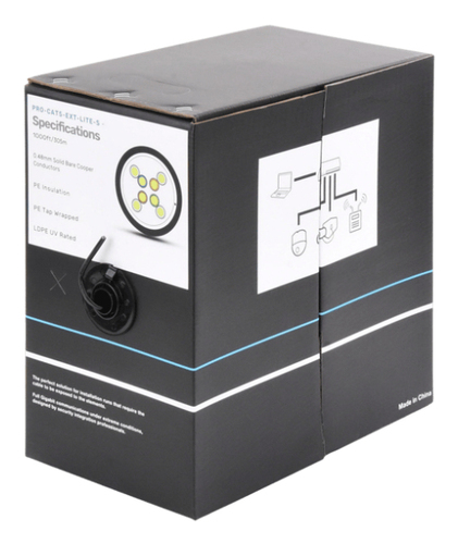 Bobina LinkedPRO PRO-CAT5-EXT-LITES Cat5e, 305 m, U/UTP (UTP), Negro