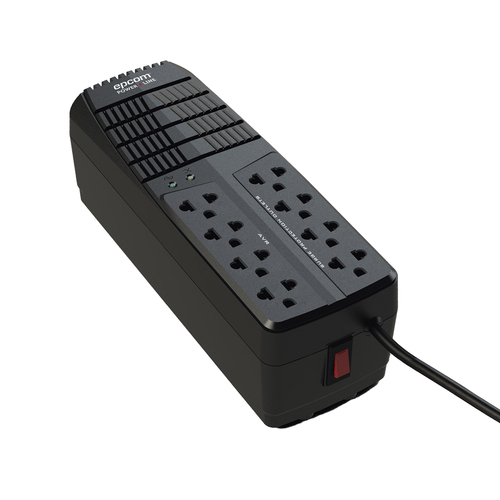 Regulador Epcom EPL1000AVR 1 kVA / 500 W, Entrada 95 - 148 V, 8 salidas AC, Negro