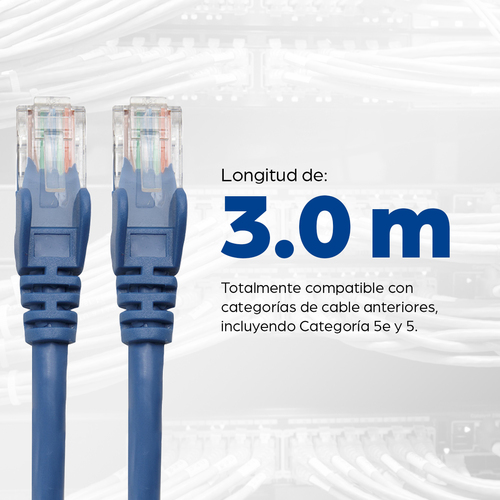 Miniatura 2 de Patchcord Intellinet Cable de red, Cat6, UTP Cat6, 3 m, U/UTP (UTP), Azul