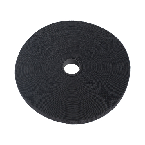 Cinta de Contacto Autoadherente Color Negro / 1.6 cm x 25 metros / Espalda con Espalda (Gancho y Bucle)