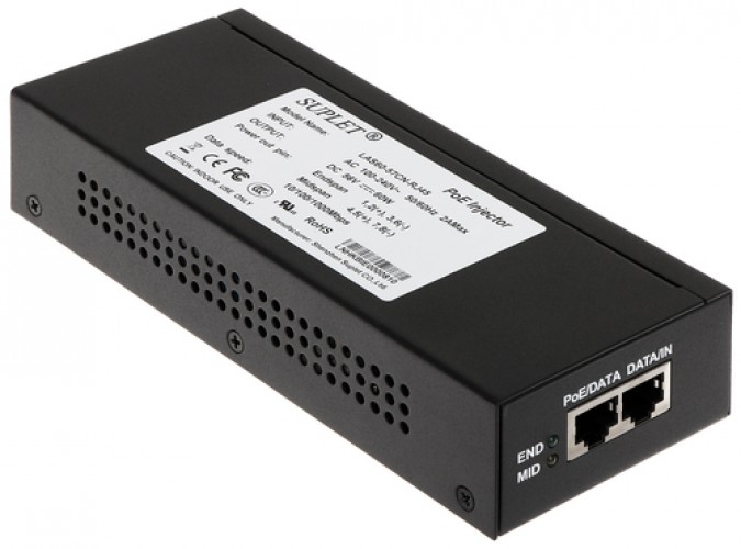 Adaptador PoE Hikvision LAS60-57CN-RJ45 10,100,1000 Mbit/s, IEEE 802.3af, IEEE 802.3at, 2RJ-45