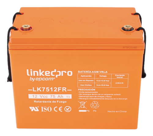 Miniatura 3 de Bateria LinkedPRO LK7512FR Sealed Lead Acid (VRLA), 12 V, 75000 mAh, Naranja