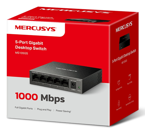 Miniatura 2 de Switch Mercusys MS105GS No administrado, RJ-45 5, Gigabit Ethernet (10/100/1000), Negro