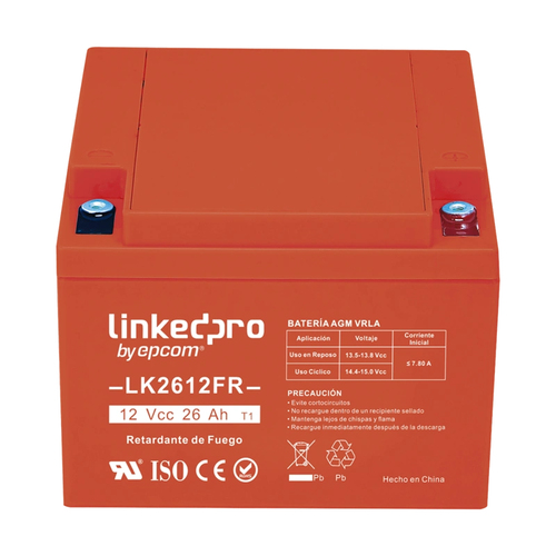Bateria LinkedPRO LK2612FR Sealed Lead Acid (VRLA), 12 V, 26000 mAh, Naranja