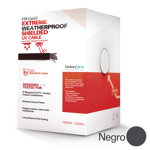 Miniatura 2 de Bobina LinkedPRO PROCAT5EXT Cat5e, 305 m, F/UTP (FTP), Negro