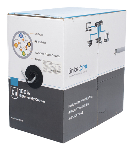 Bobina LinkedPRO PRO-CAT-5E-V2 Cat5e, 305 m, U/UTP (UTP), Gris