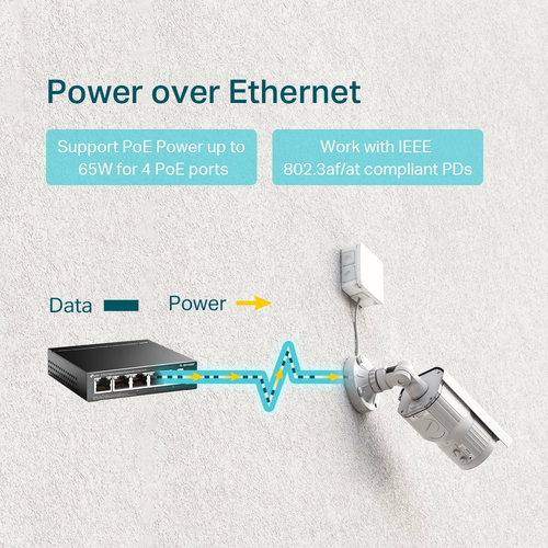 Miniatura 4 de Switch TP-Link TL-SG1005P No administrado, RJ-45 5, Gigabit Ethernet (10/100/1000), 4 POE, Negro