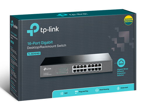Miniatura 2 de Switch TP-Link TL-SG1016D No administrado, L2, RJ-45 16, Gigabit Ethernet (10/100/1000), Negro
