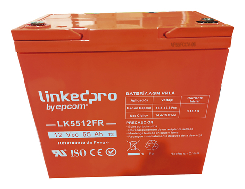 Bateria LinkedPRO LK5512FR VRLA AGM, 12 V, 55000 mAh, Naranja
