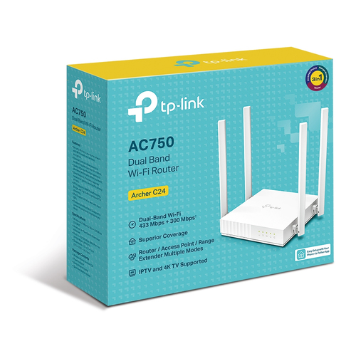 Miniatura 3 de Ruteador Inalámbrico TP-Link ARCHER C24 4 ant., Wi-Fi 5 (802.11ac), 5 RJ-45, 433 Mbit/s, Blanco
