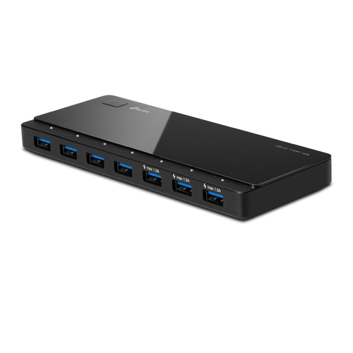 HUB TP-Link UH700 Interfaz USB 3.2 Gen 1 (3.1 Gen 1) Micro-B, 7 USB A 3.1, Cantidad de puertos 7, Longitud de cable 1 m, Velocidad 5000 Mbit/s, Color Negro