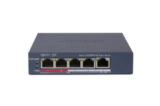 Switch Hikvision DS-3E1105P-EI/M Gestionado, RJ-45 5, Fast Ethernet (10/100), 4 POE, Gris