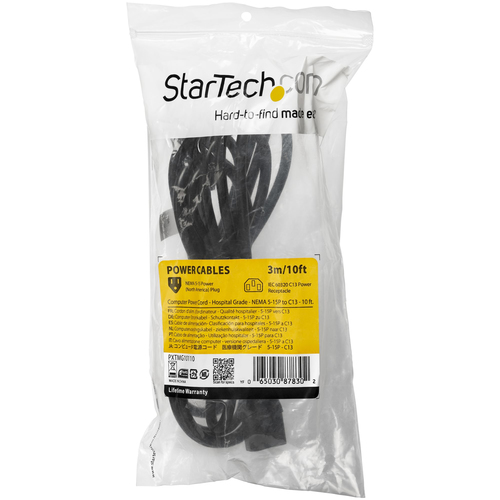 Miniatura 5 de Cables de poder StarTech.com Macho, Hembra 125 V, 3 m, Negro