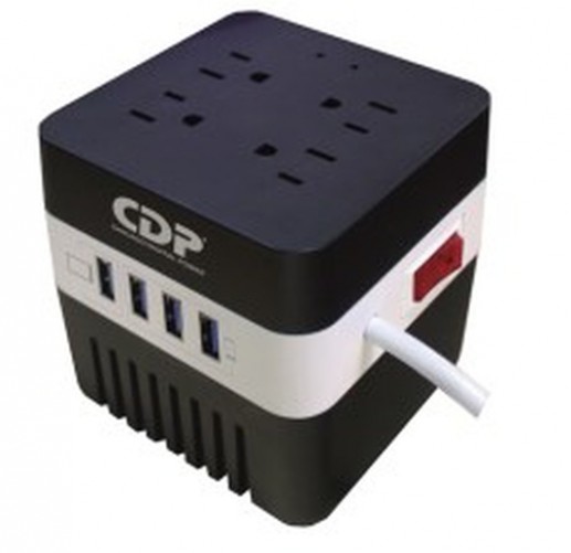 Regulador CDP RU AVR 604 0.6 kVA / 300 W, Entrada 120 V, 4 salidas AC, Negro, Blanco