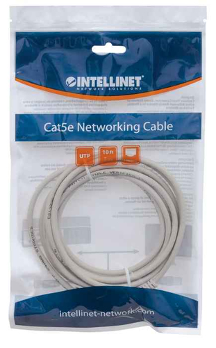 Miniatura 4 de Patchcord Intellinet Cable de red, Cat5e, UTP Cat5e, 3 m, U/UTP (UTP), Gris
