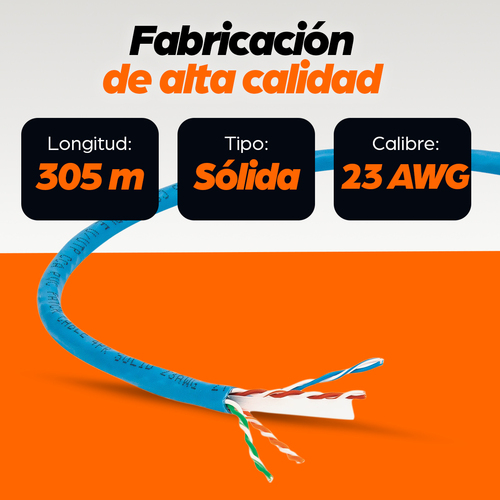 Miniatura 4 de Bobina Intellinet Bobina de Cable UTP Cat6, S?lida, CCA Cat6, 305 m, U/UTP (UTP), Azul