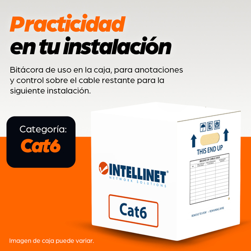Miniatura 2 de Bobina Intellinet Bobina de Cable UTP Cat6, S?lida, CCA Cat6, 305 m, U/UTP (UTP), Azul