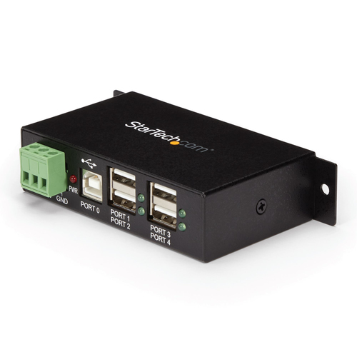 HUB StarTech.com Interfaz USB 2.0 Type-B, Acero, Cantidad de puertos 4, 4 USB 2.0, Velocidad 480 Mbit/s, Color Negro
