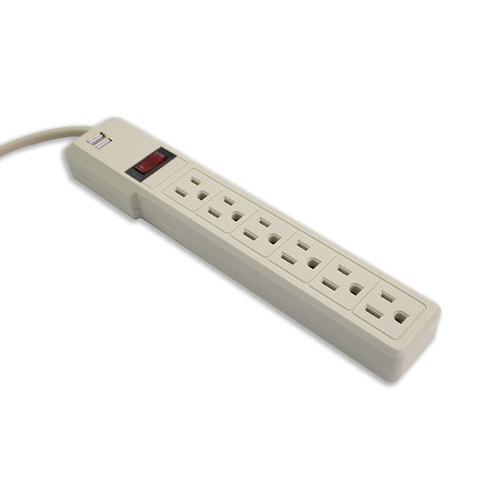 Miniatura 2 de Barra de contactos Smartbitt SBSS-550J6USB 120 V, 0.3 m, 6 salidas AC, NEMA 5-15R, Marfil
