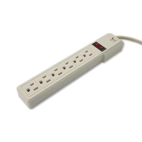 Miniatura 3 de Barra de contactos Smartbitt SBSS-550J6USB 120 V, 0.3 m, 6 salidas AC, NEMA 5-15R, Marfil