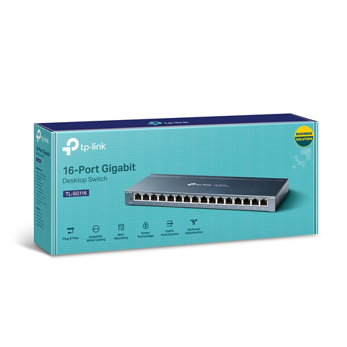 Miniatura 3 de Switch TP-Link TL-SG116 No administrado, RJ-45 16, Gigabit Ethernet (10/100/1000), Negro