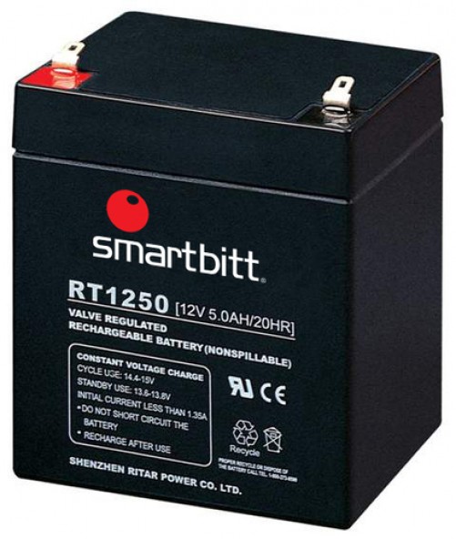 Bateria para UPS Smartbitt SBBA12-5 Sealed Lead Acid (VRLA), 12 V, 5 Ah, Negro