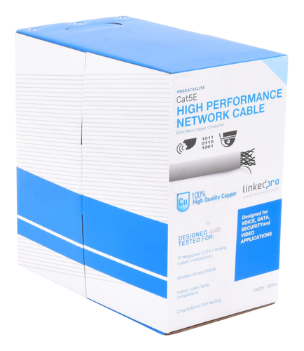 Miniatura 3 de Bobina LinkedPRO PRO-CAT-5E-LITE Cat5e, 305 m, U/UTP (UTP), Gris
