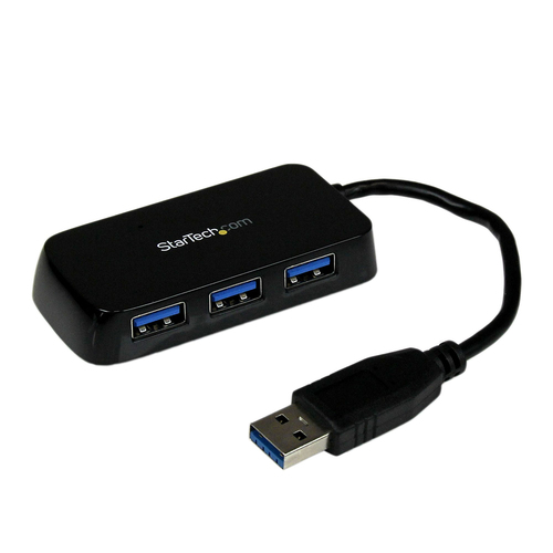 HUB StarTech.com Interfaz USB 3.2 Gen 1 (3.1 Gen 1) Type-A, 4 USB A 3.1, Plástico, Cantidad de puertos 4, Longitud de cable 0.145 m, Velocidad 5000 Mbit/s, Color Negro