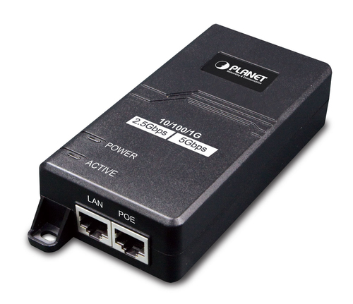 Adaptador PoE PLANET Single-Port Multigigabit 54 V, IEEE 802.3, IEEE 802.3ab, IEEE 802.3af, IEEE 802.3at, IEEE 802.3bz, IEEE 802.3u, 1RJ-45
