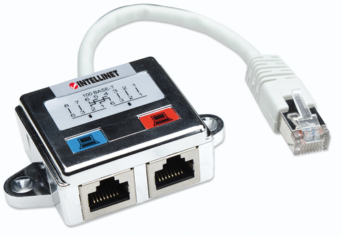 Miniatura 2 de Adaptador Intellinet DISTRIBUIDOR RJ45 MODULAR CAT5E *COMPRAR EN PARES 2 x RJ45 a RJ45, Plata, Blanco
