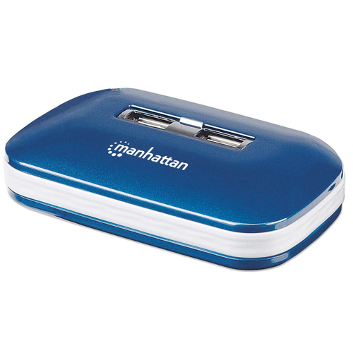 HUB Manhattan Hub USB de Alta Velocidad 2.0 Interfaz USB 2.0, 7 USB A 3.1, Plástico, Cantidad de puertos 7, Longitud de cable 1.2 m, Velocidad 480 Mbit/s, Color Azul