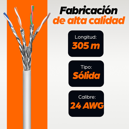 Miniatura 3 de Bobina Intellinet Cat6a, 305 m, S/FTP (S-STP), Gris