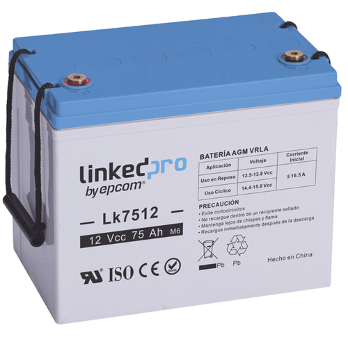 Bateria LinkedPRO LK7512 Sealed Lead Acid (VRLA), 12 V, 75000 mAh, Azul, Gris