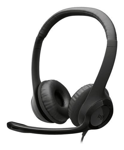 Audífonos Logitech Diadema, Alámbrico, USB, Negro