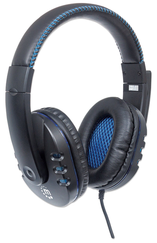 Miniatura 4 de Audífonos Manhattan Audífonos USB para videojuegos, con luces LED Diadema, Alámbrico, USB, Negro, Azul