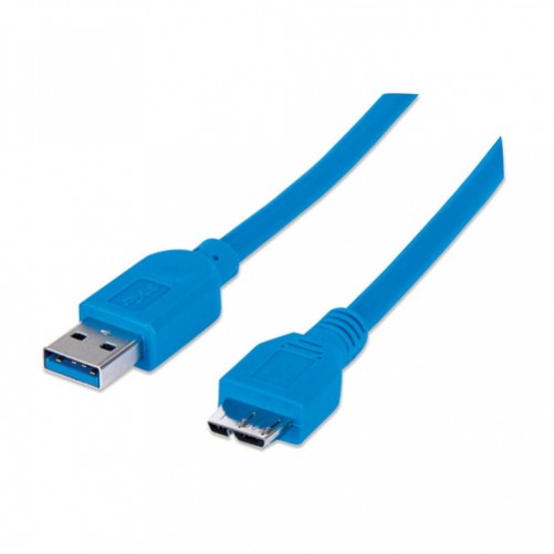 Cable USB Manhattan Cable para Dispositivos USB Micro-B de SúperVelocidad USB A a Micro-USB B, 5000 Mbit/s, Azul