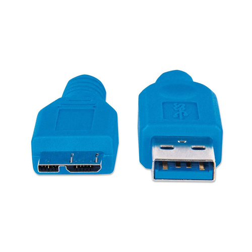 Miniatura 4 de Cable USB Manhattan Cable para Dispositivos USB Micro-B de SúperVelocidad USB A a Micro-USB B, 5000 Mbit/s, Azul