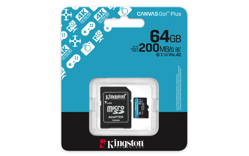 Miniatura 2 de Memoria Kingston Technology Canvas Go! Plus 64 GB, Velocidad 200 MB/s, Clase 10
