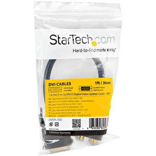 Miniatura 2 de Cable DVI StarTech.com 0.3 m, DVI-D a 2 x DVI-D, Negro