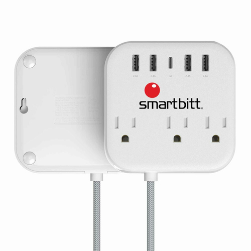 Miniatura 2 de Barra de contactos Smartbitt SBSS-B3-5U 125 V, 1.5 m, 3 salidas AC, NEMA 5?15R, Blanco