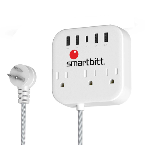 Miniatura 3 de Barra de contactos Smartbitt SBSS-B3-5U 125 V, 1.5 m, 3 salidas AC, NEMA 5?15R, Blanco