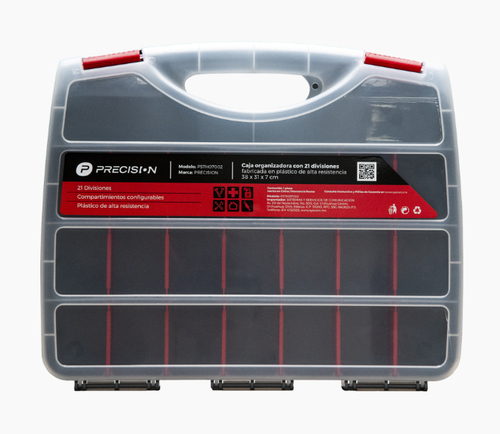Caja Organizadora con 21 Divisiones Fabricada en Pla¡stico de Alta Resistencia de 38x31x7 cm.