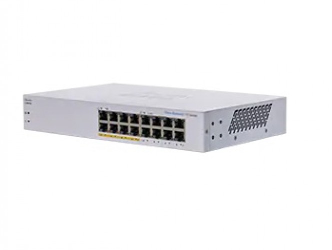 Switch Cisco CBS110-16PP-NA No administrado, RJ-45 16, Gigabit Ethernet (10/100/1000), Gris