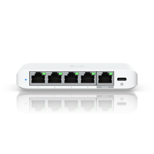 Switch Ubiquiti UniFi Flex Mini 2.5G Gestionado, RJ-45 5, 2.5G Ethernet (100/1000/2500), Escritorio, Blanco