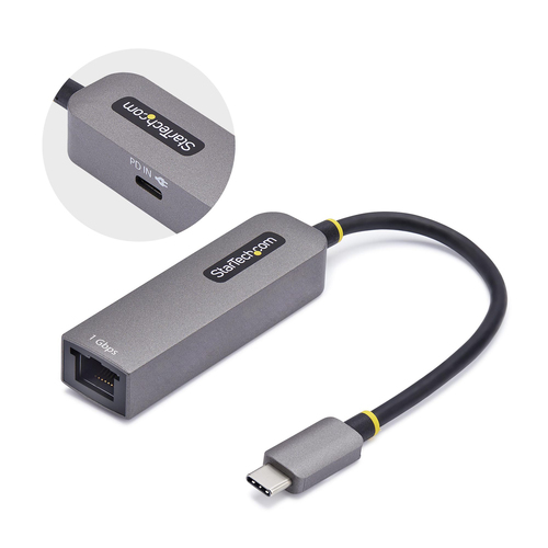 Tarjetas de red StarTech.com USB Tipo C, RJ-45 1, 5000 Mbit/s, Alámbrico, Gris