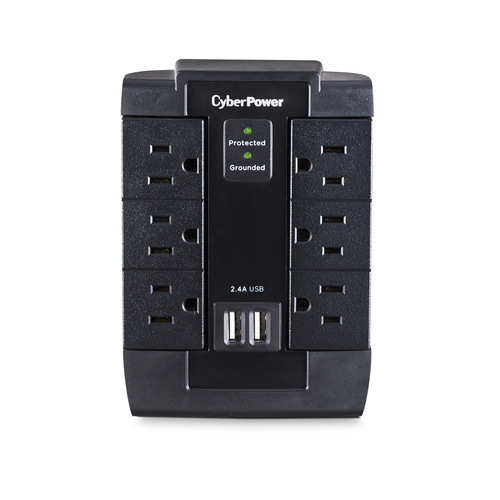 Miniatura 3 de Supresor de picos CyberPower P600WSURC1 125 V, 1200 J, 6 contactos, NEMA 5–15P, Negro